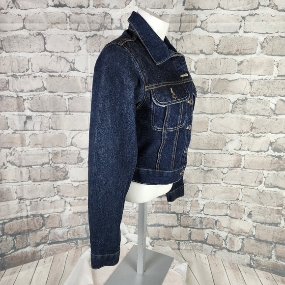 Silver Jeans  Button Front Denim Jacket Dark Wash Cotton Size XS Coastal Cowgirl - Picture 9 of 13